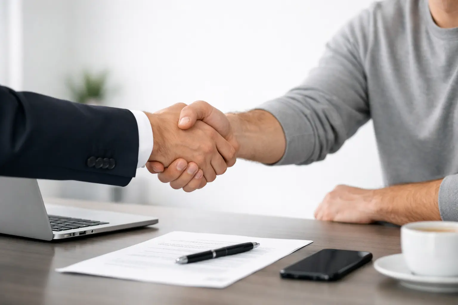 Marketingkonzept Darstellung mit Handschlag zwischen Anbieter und Kunde