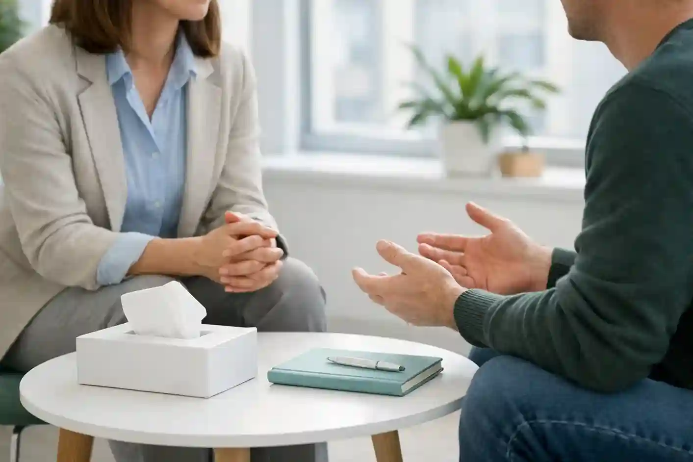 Beratungsgespräch in einem hellen Büro zum Thema Spielerschutz